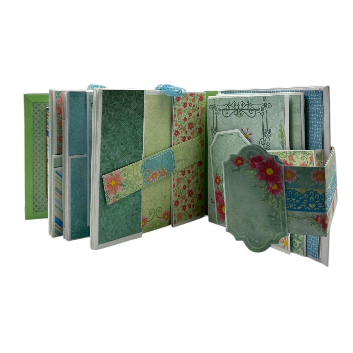 Handcrafted Floral and Lace One-of-a-Kind Mini Album Paper Creation image 4