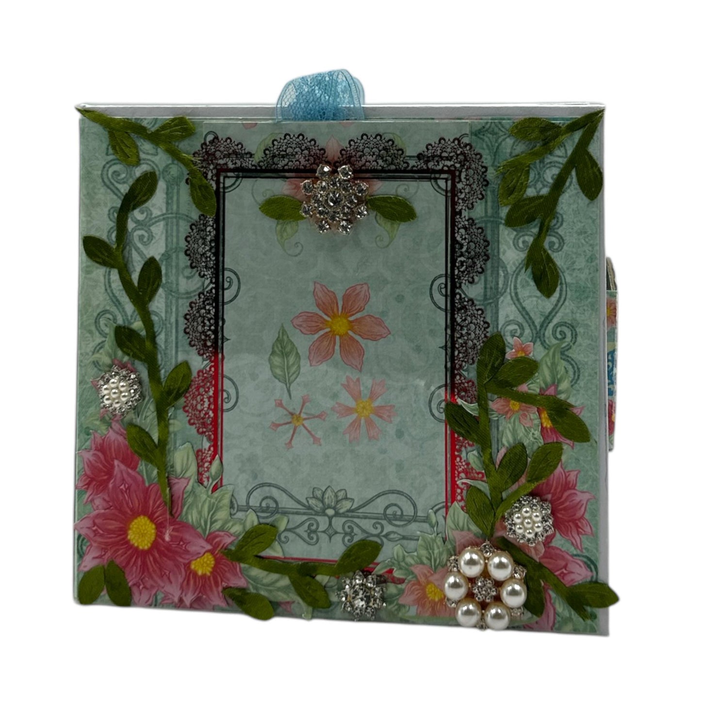 Handcrafted Floral and Lace One-of-a-Kind Mini Album Paper Creation image 0