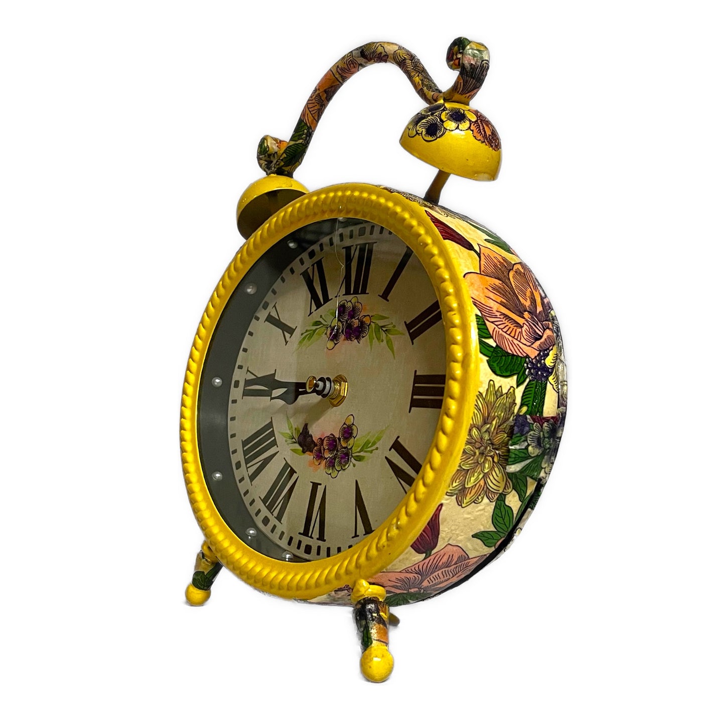 Handcrafted Floral Vintage Style Metal Clock Altered Art Paper Creation image 2