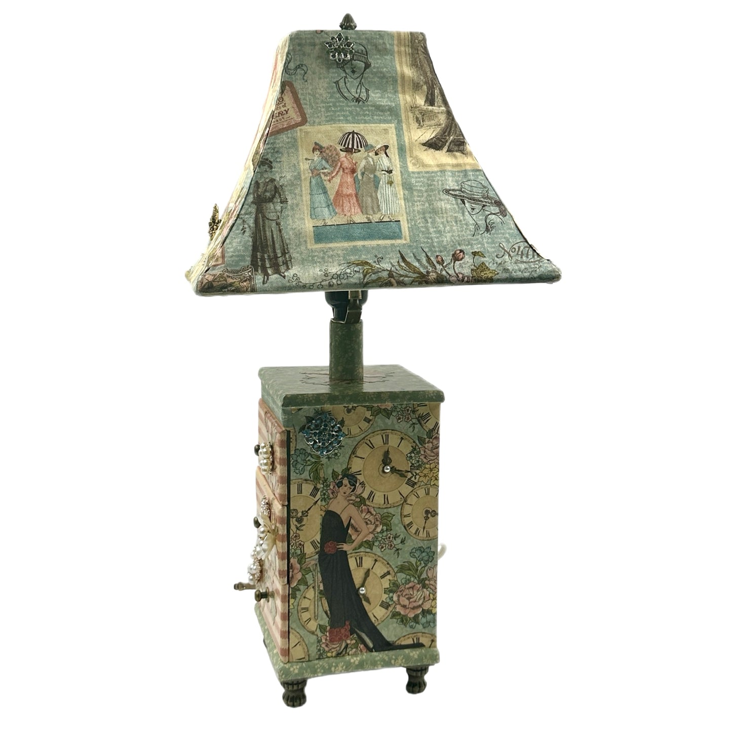 Handcrafted A Lady's Diary Lamp Altered Art Paper Creation image 3