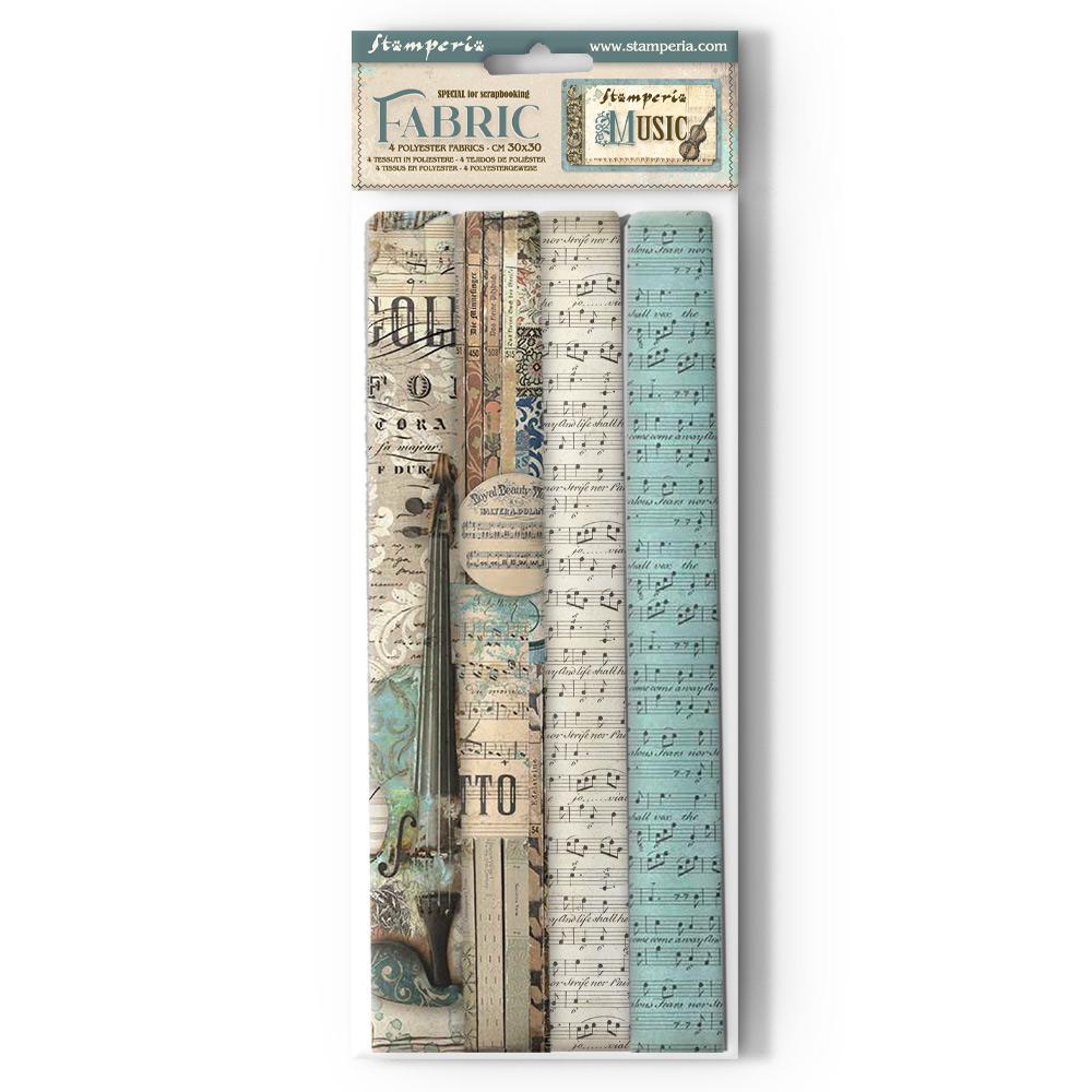 Stamperia Music Collection 4 Pack Fabric Sheets - SKU SBPLT38 image 0