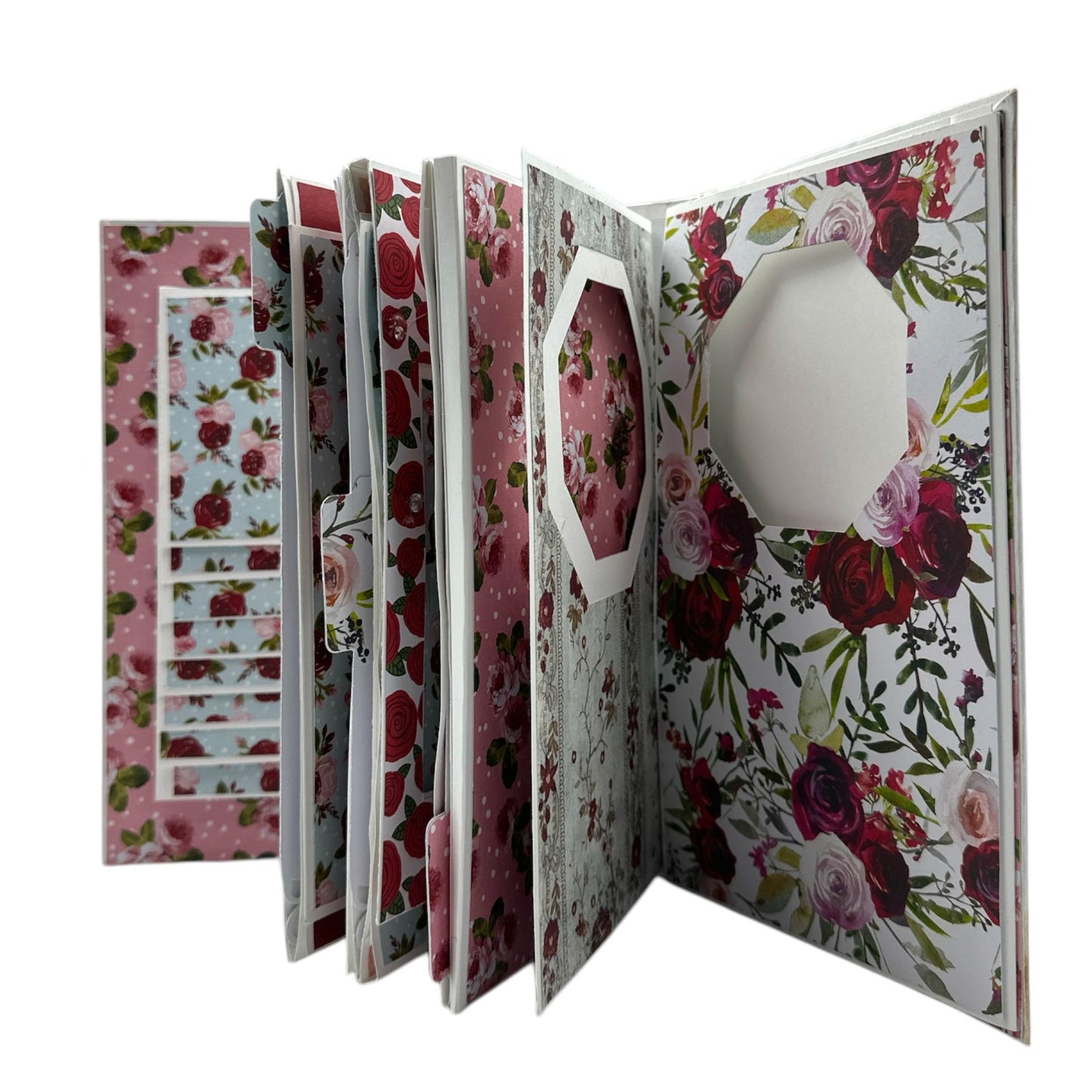Handcrafted Floral and Stripes One-of-a-Kind Mini Album Paper Creation image 3