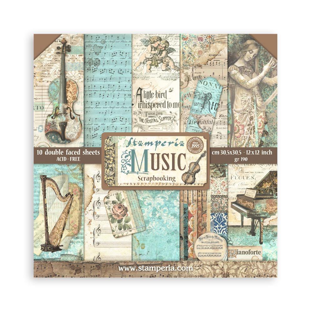 Stamperia Music Collection 12x12 Scrapbooking Pad - SKU SBBL48 image 0