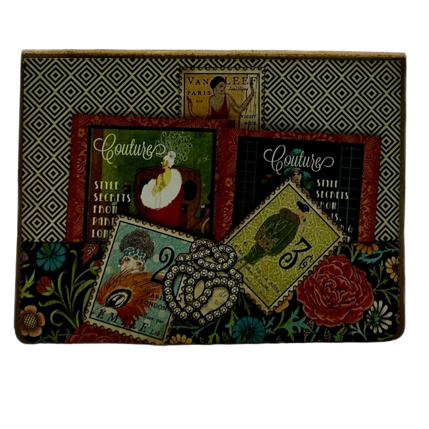 Handcrafted Couture Altered Art Faux Book Frame Jewelry Box image 5