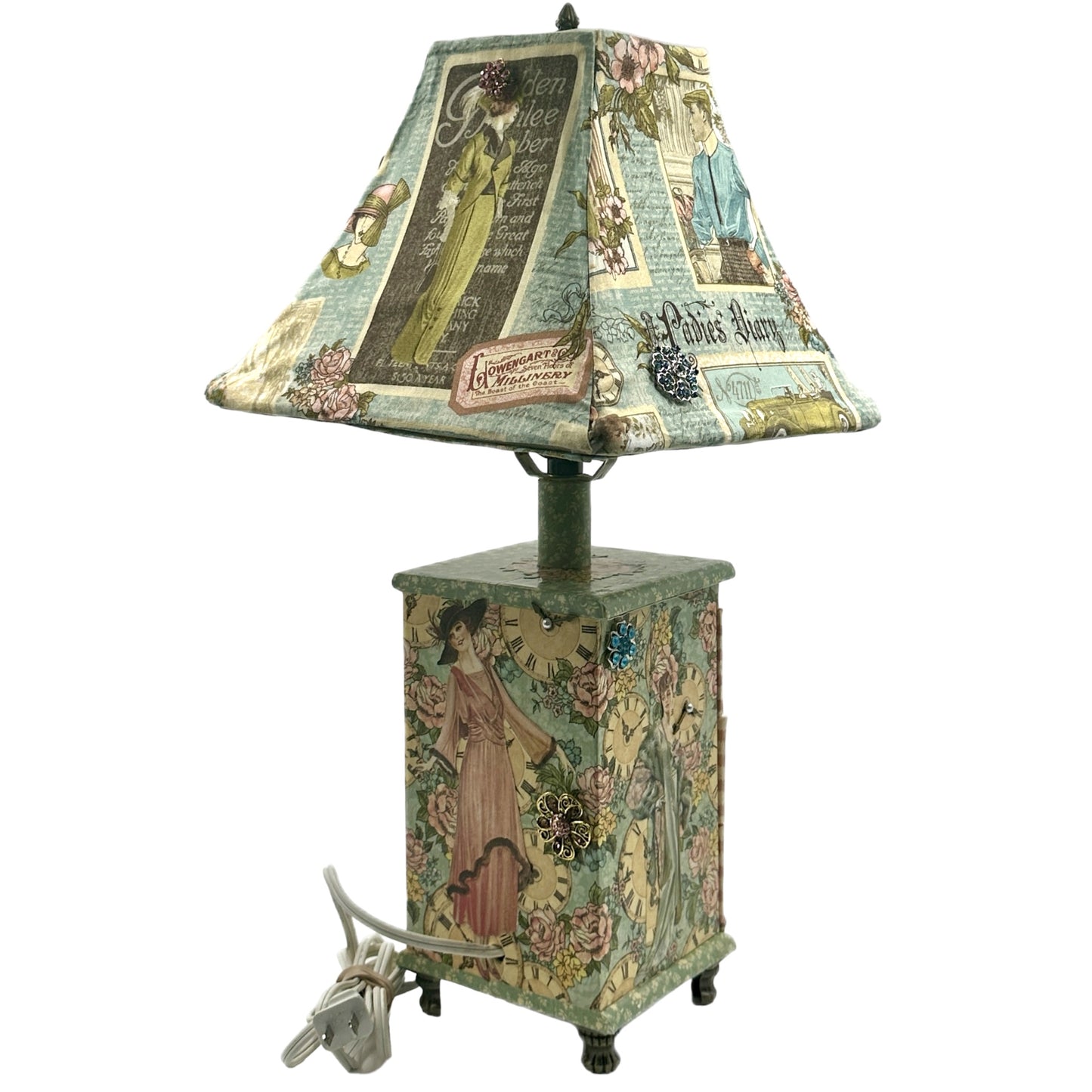 Handcrafted A Lady's Diary Lamp Altered Art Paper Creation image 2