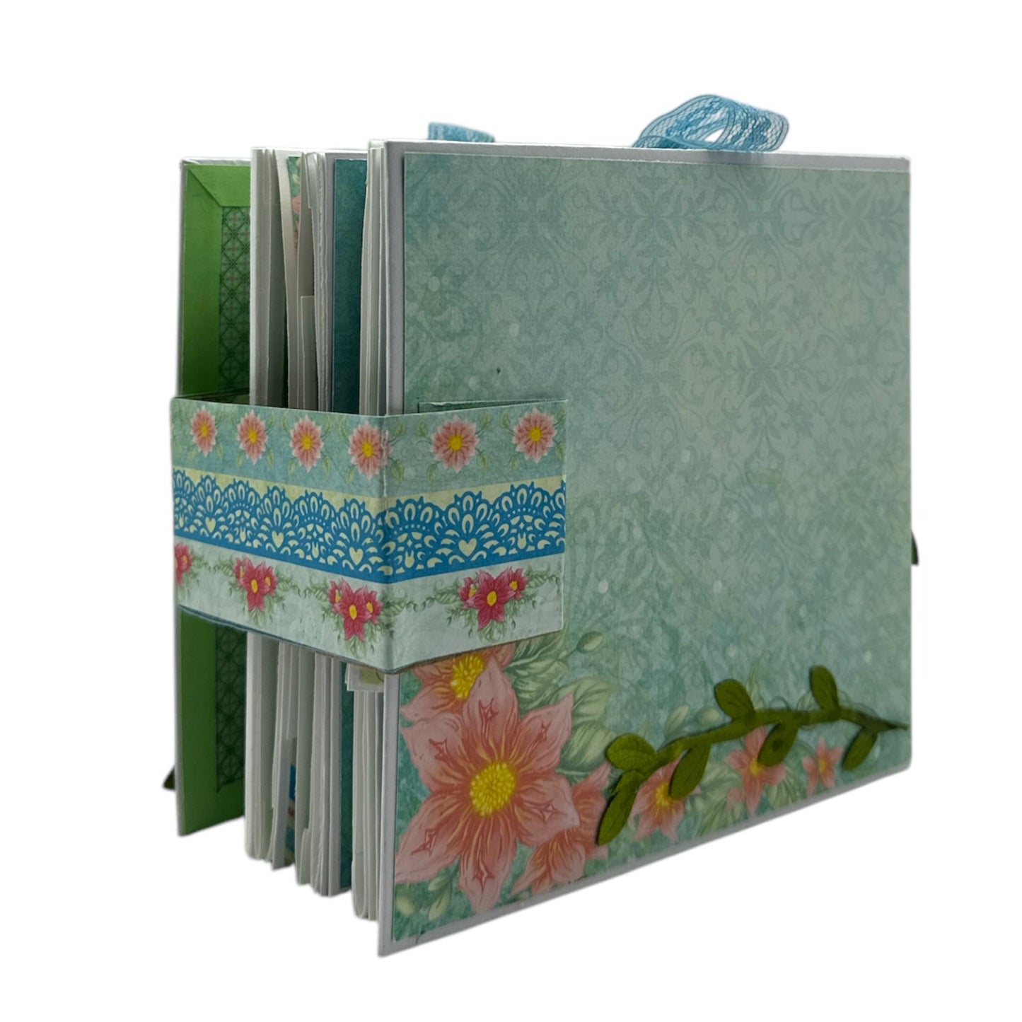 Handcrafted Floral and Lace One-of-a-Kind Mini Album Paper Creation image 2