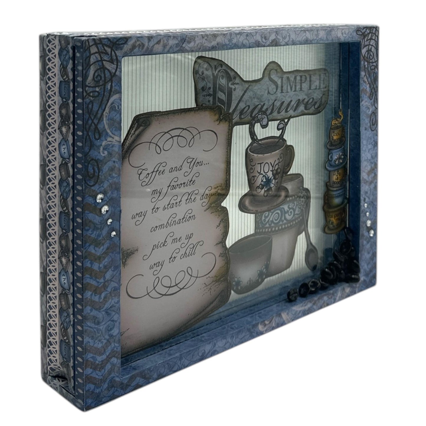 Handcrafted Coffee Talk Tabletop Frame Altered Art Paper Creation image 1