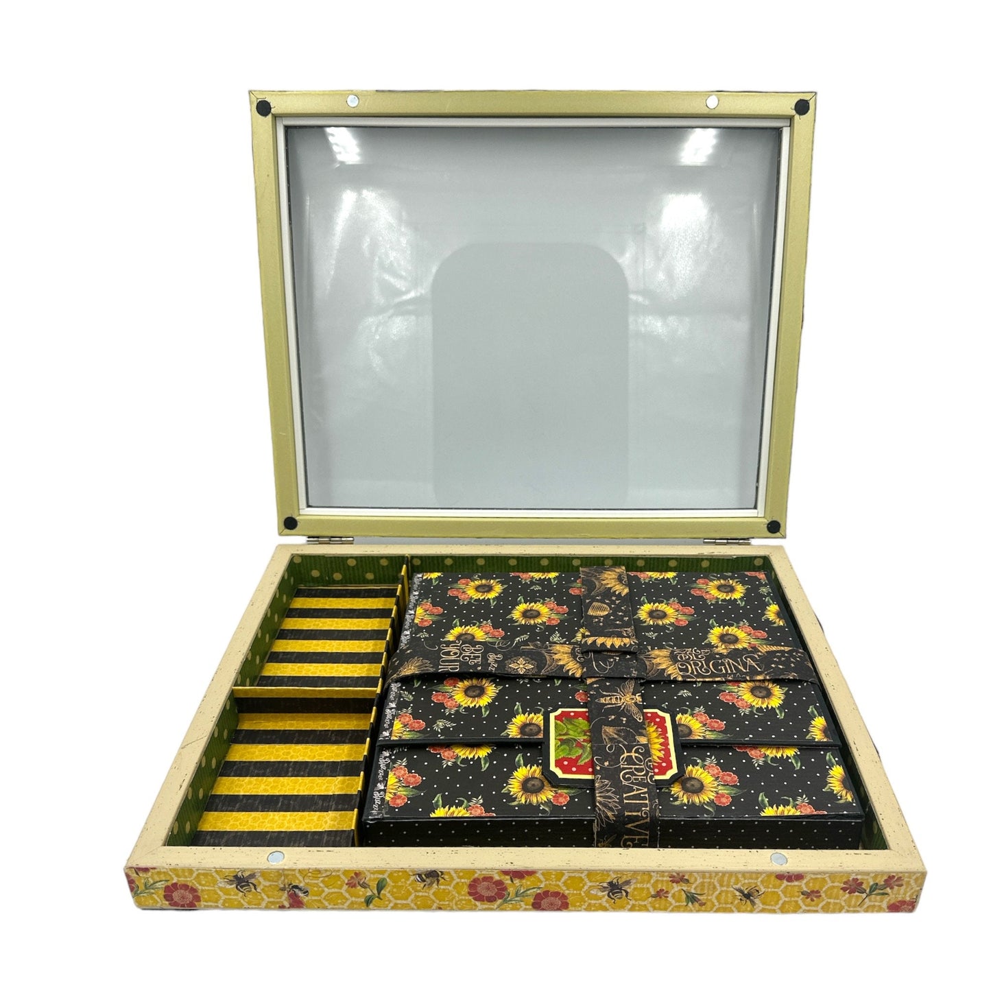 Handcrafted Let it Bee Table Shadow Memory Box Altered Art Creation image 2