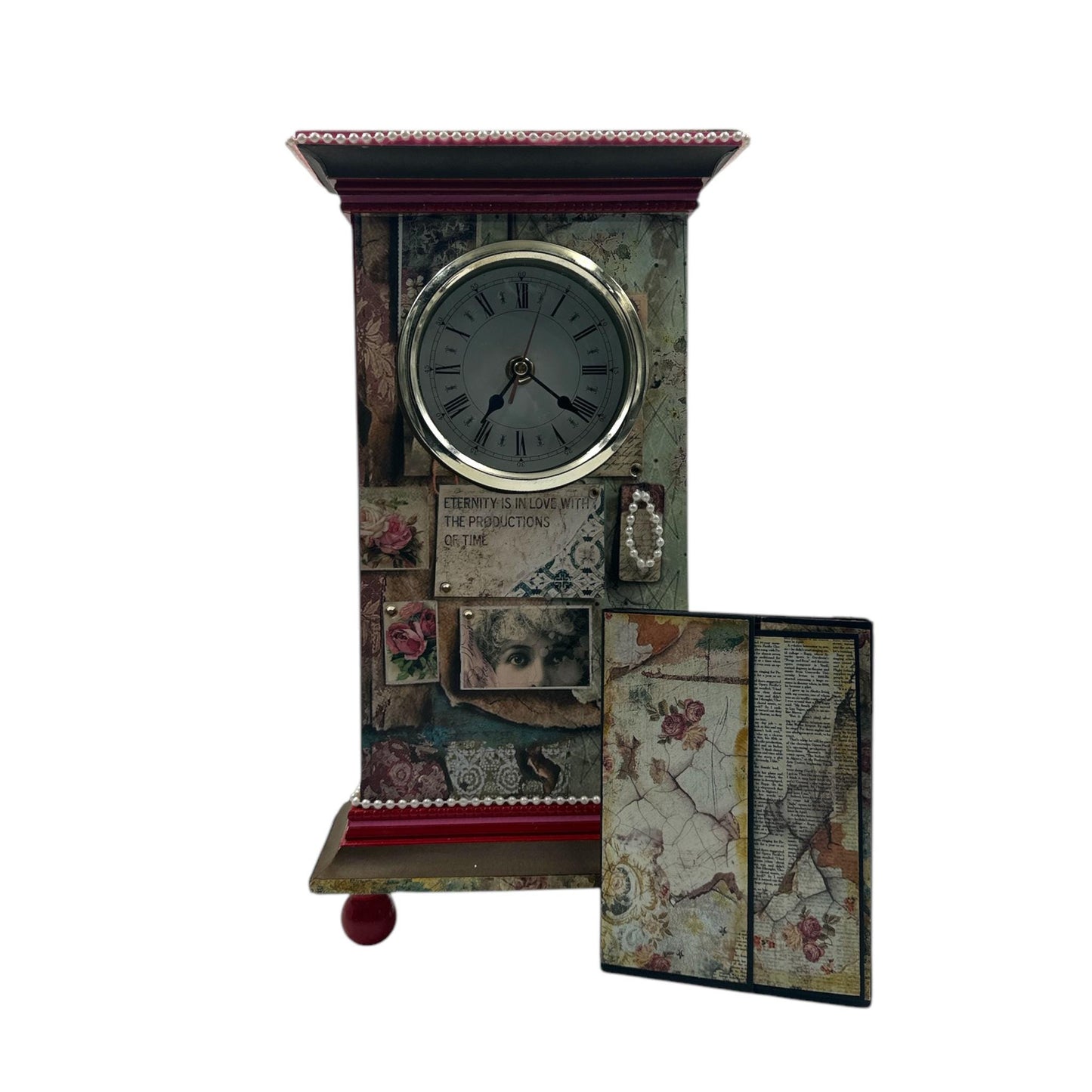 Handcrafted Time is an Illusion Inspired Altered Art Clock and Mini Album image 1