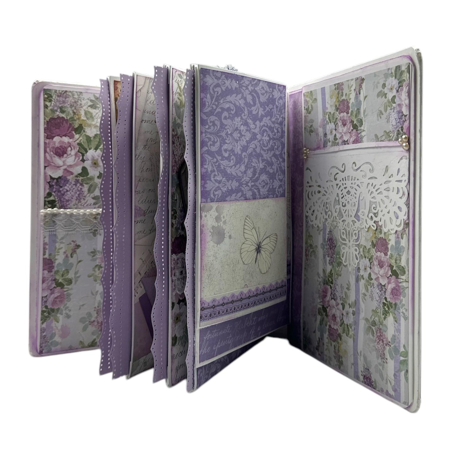 Handcrafted Lavender and Lace One-of-a-Kind Mini Album Paper Creation image 3
