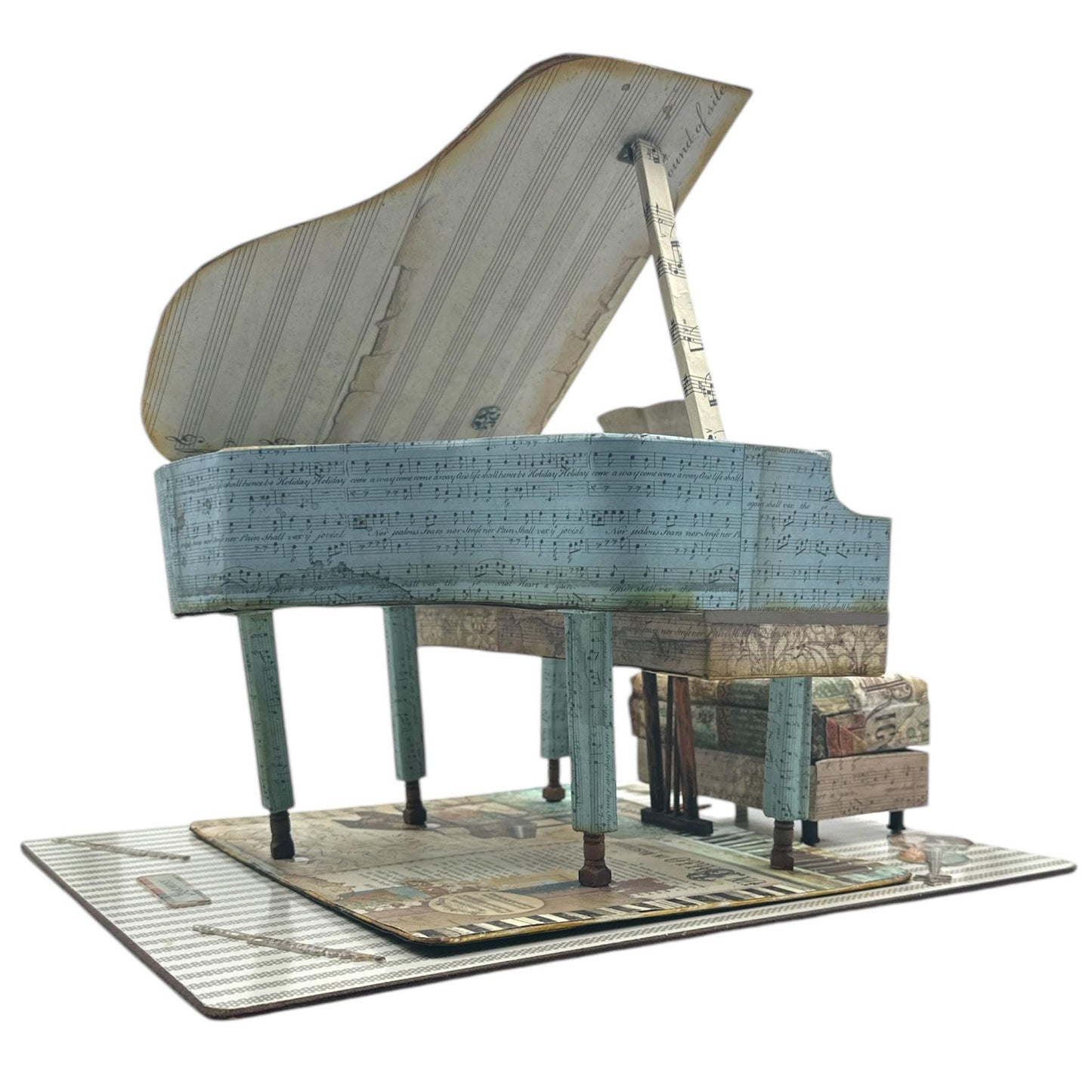 Handcrafted Music Inspired Faux Miniature Decorative Piano Paper Creation image 2