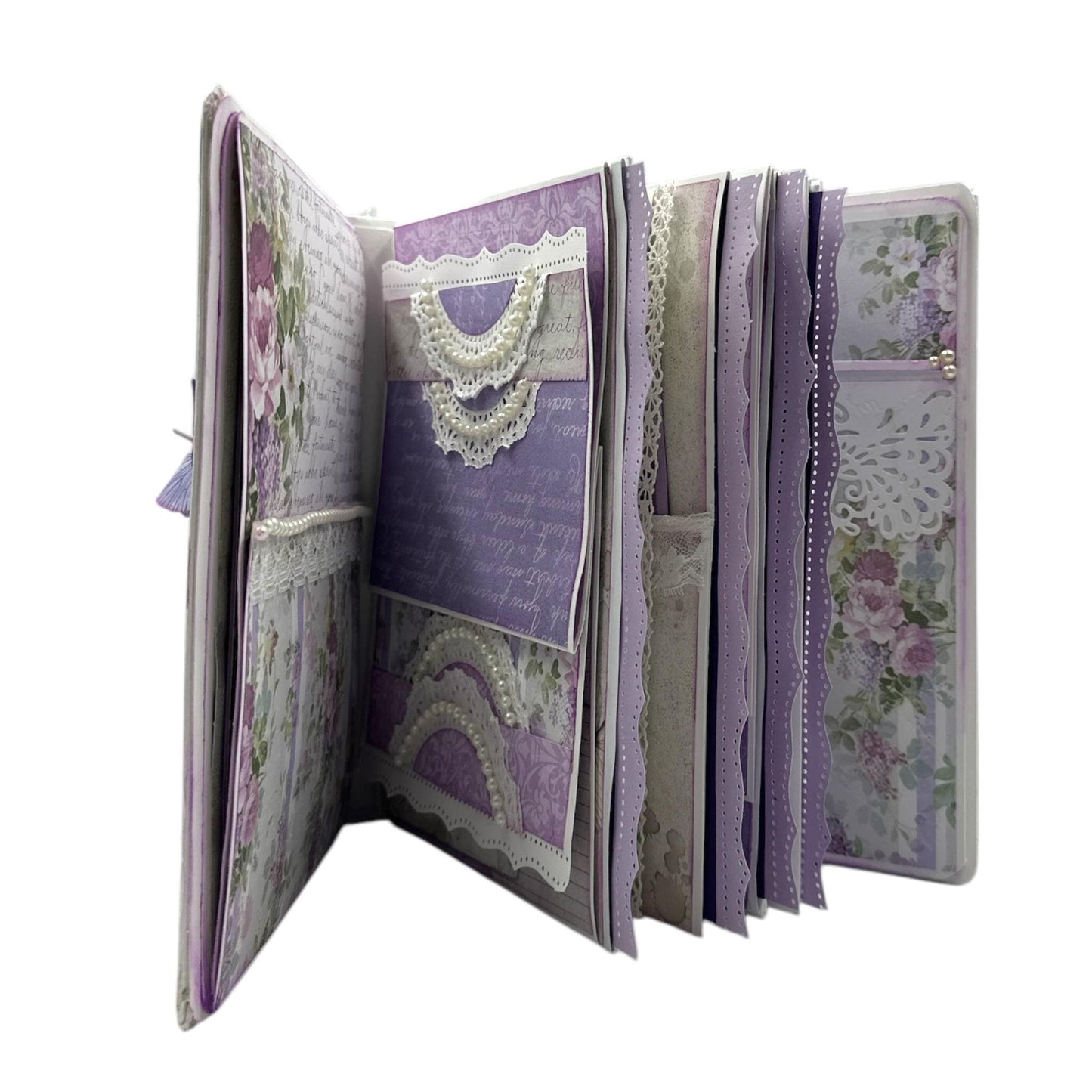 Handcrafted Lavender and Lace One-of-a-Kind Mini Album Paper Creation image 2