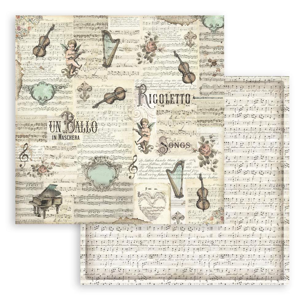 Stamperia Music Collection 8x8 Scrapbooking Pad - SKU SBBS118 image 1