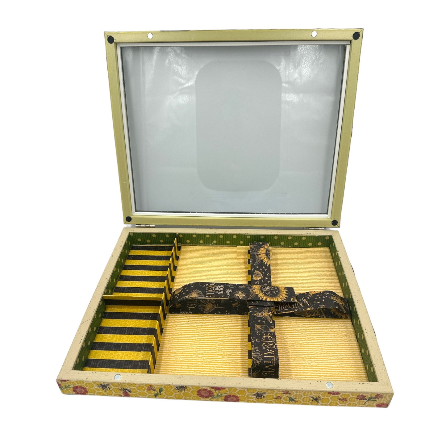 Handcrafted Let it Bee Table Shadow Memory Box Altered Art Creation image 5