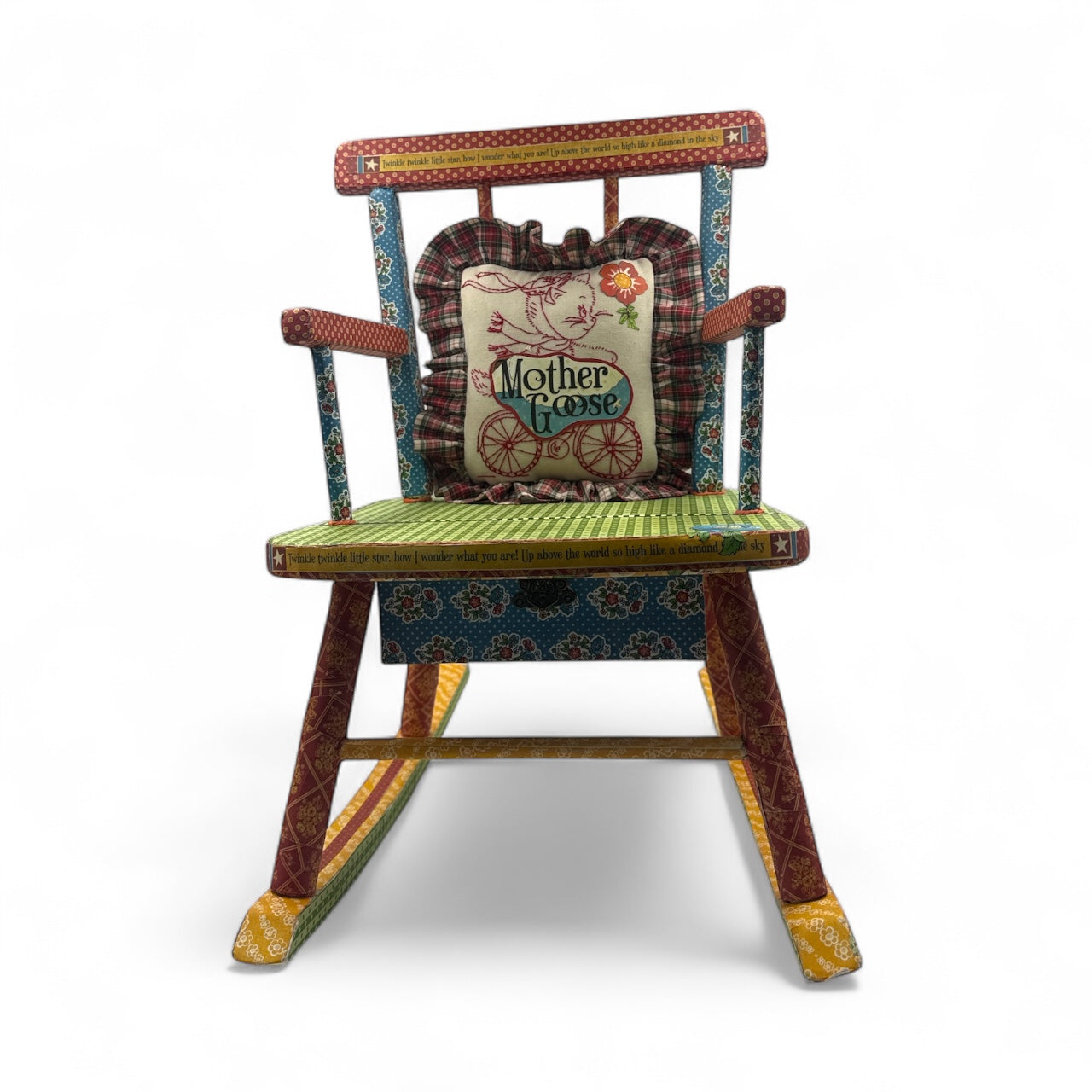 Handcrafted Mother Goose Childs Rocking Chair Altered Art Creation