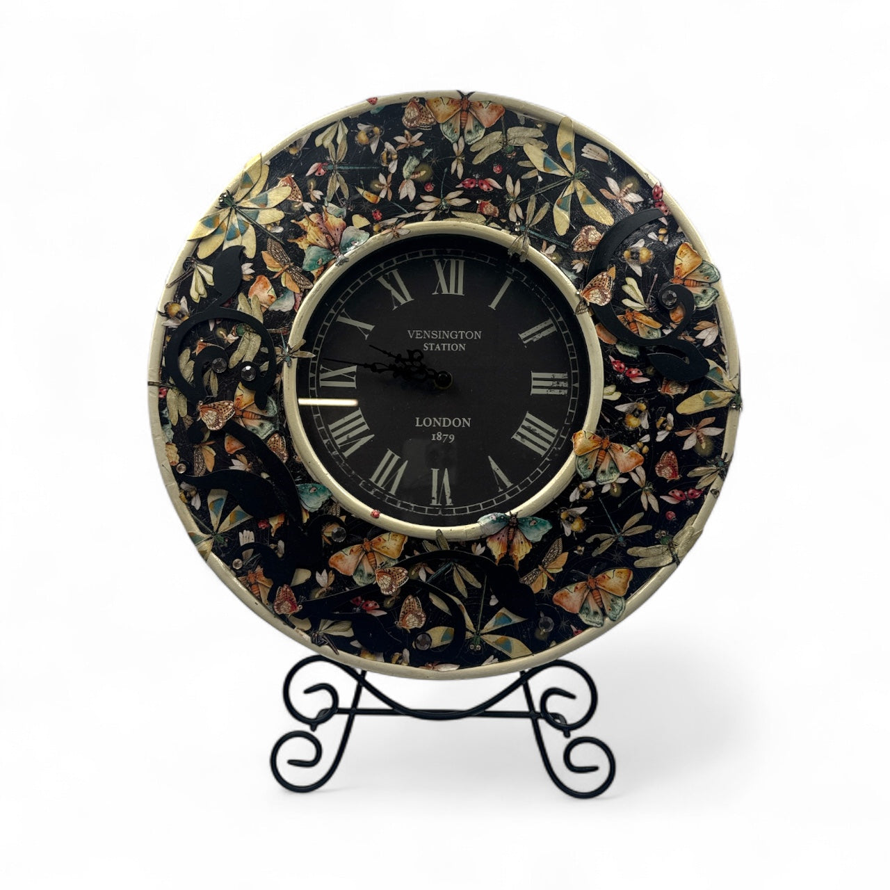 Handcrafted Vensington Station Wall Clock Altered Art Creation