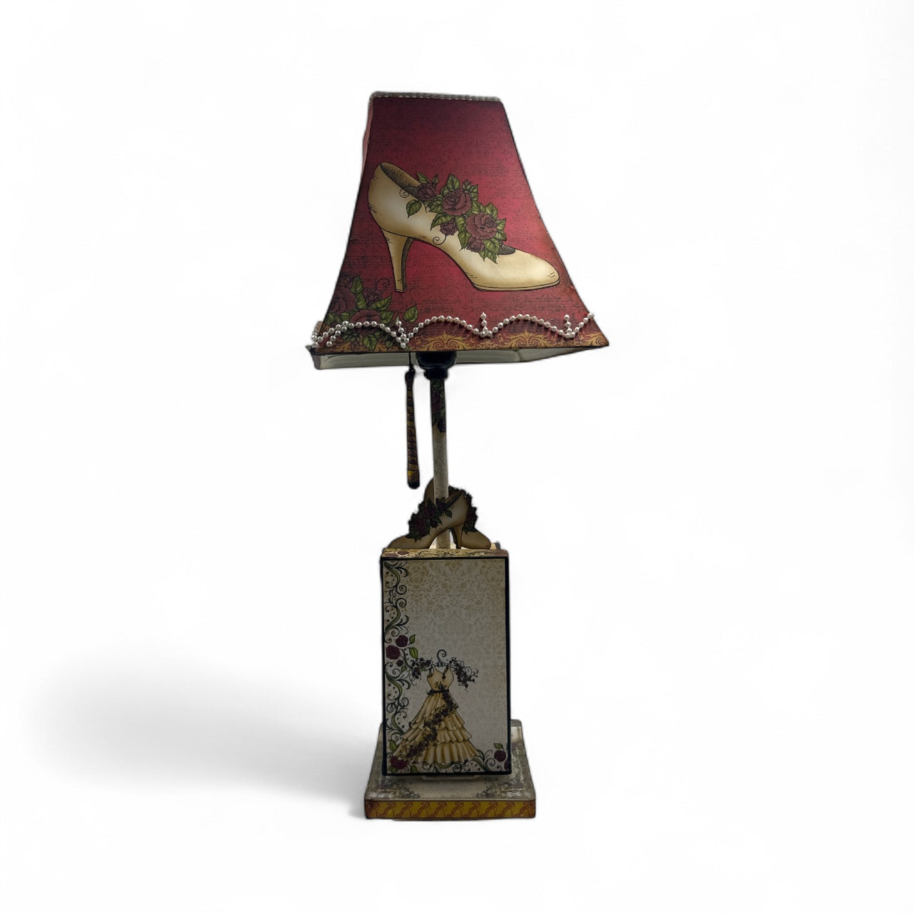 Handcrafted All Glammed Up Table Lamp Altered Art Creation