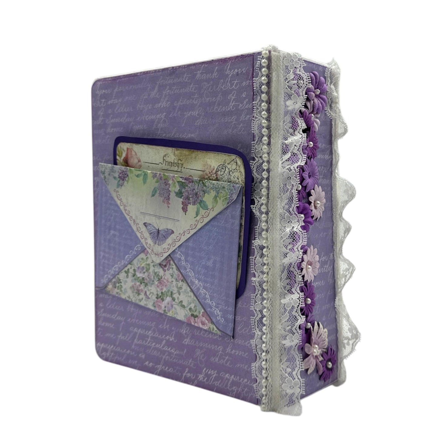 Handcrafted Lavender and Lace One-of-a-Kind Mini Album Paper Creation image 1