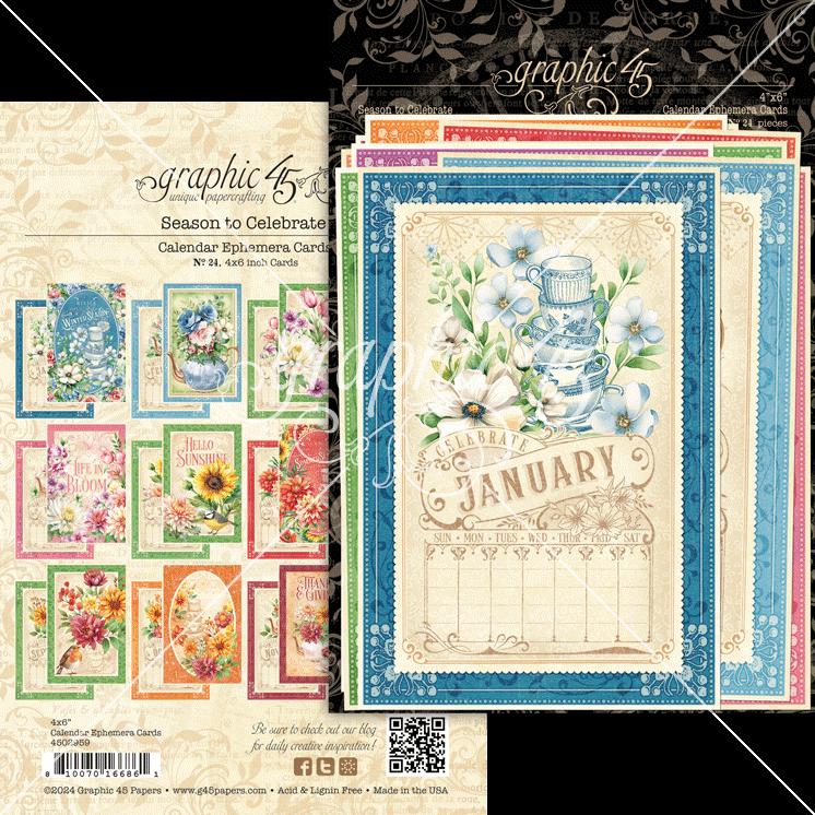 Graphic 45 Season to Celebrate Calendar Ephemera Cards – SKU 4502959 image 0