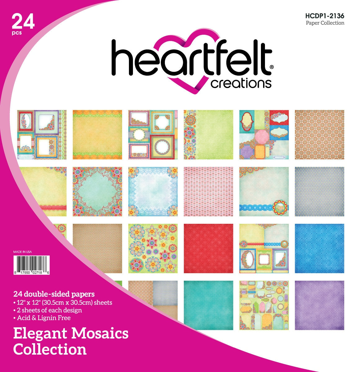 Heartfelt Creations Elegant Mosaics Collection 12x12 Paper Pad - SKU HCDP1-2136 image 0