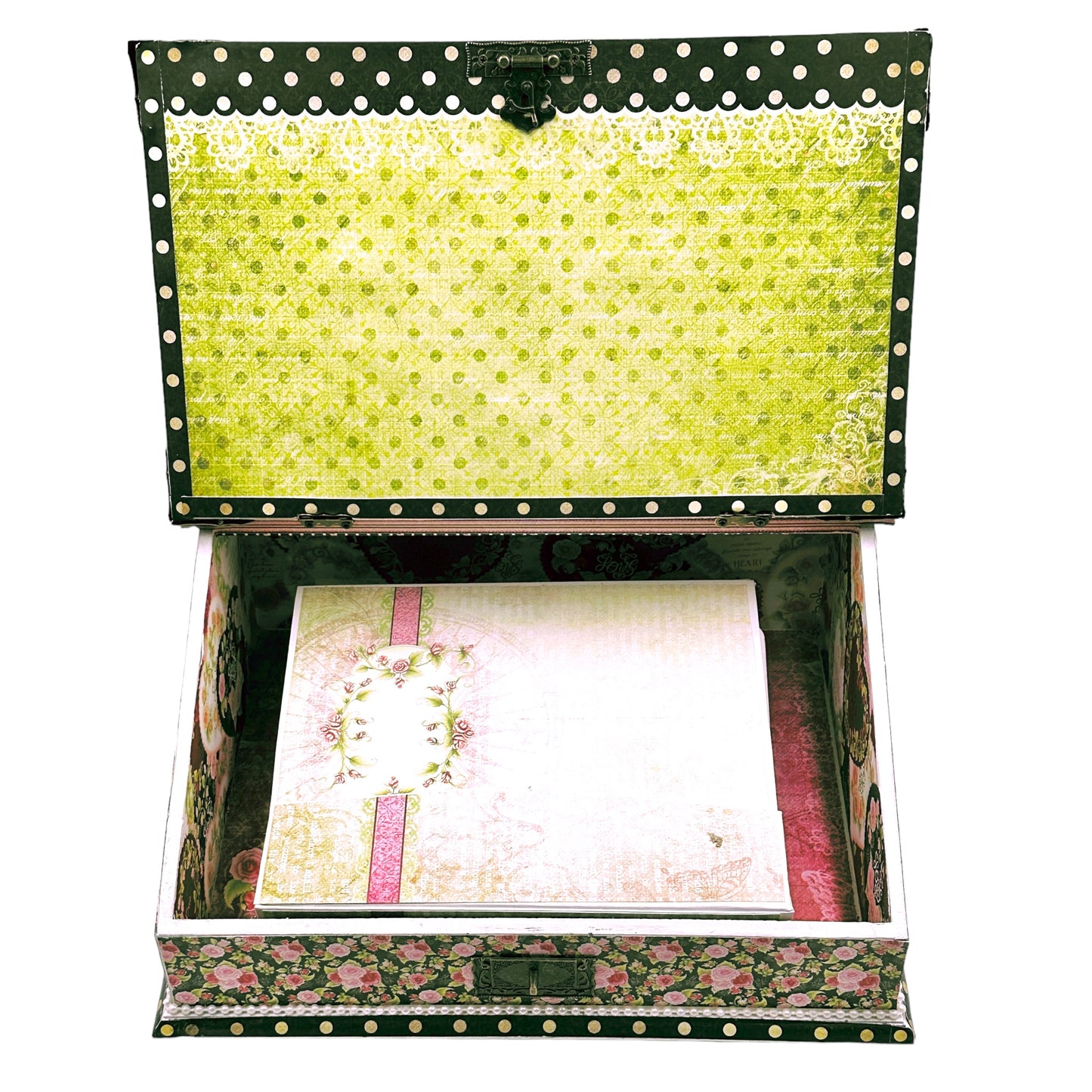 Handcrafted Wooden Rose Inspired Altered Art Memory Box image 3