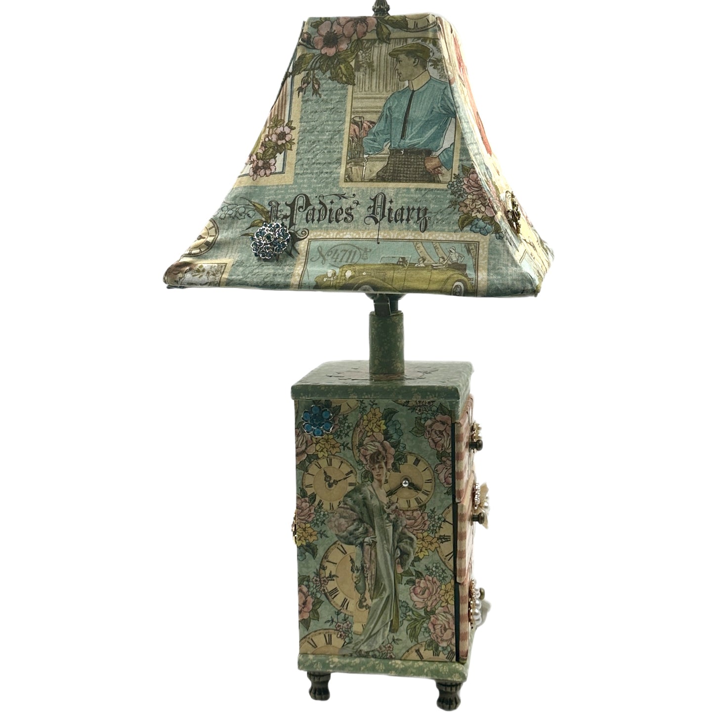 Handcrafted A Lady's Diary Lamp Altered Art Paper Creation image 4