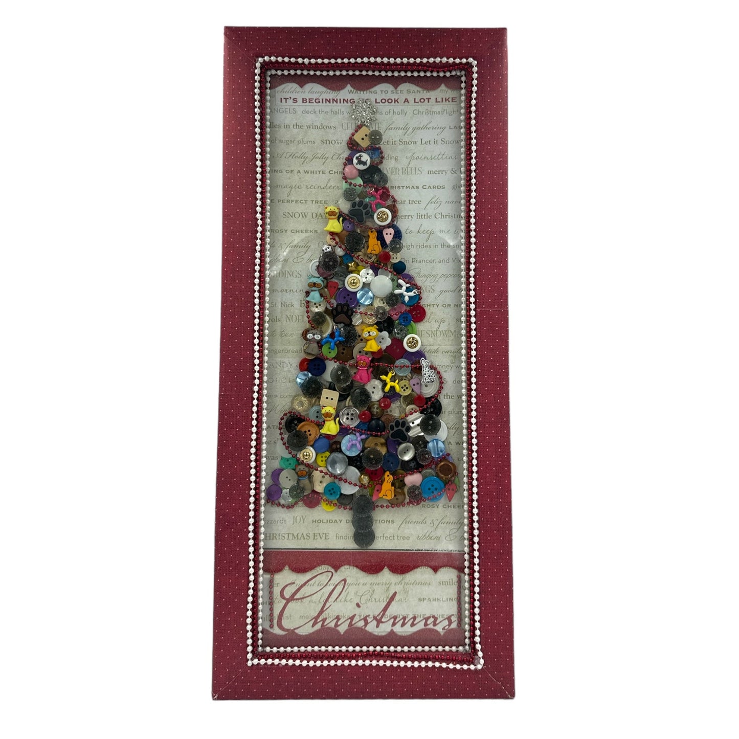 Handcrafted Pet Inspired Christmas Tree Altered Art Wall Hanging Paper Creation image 0