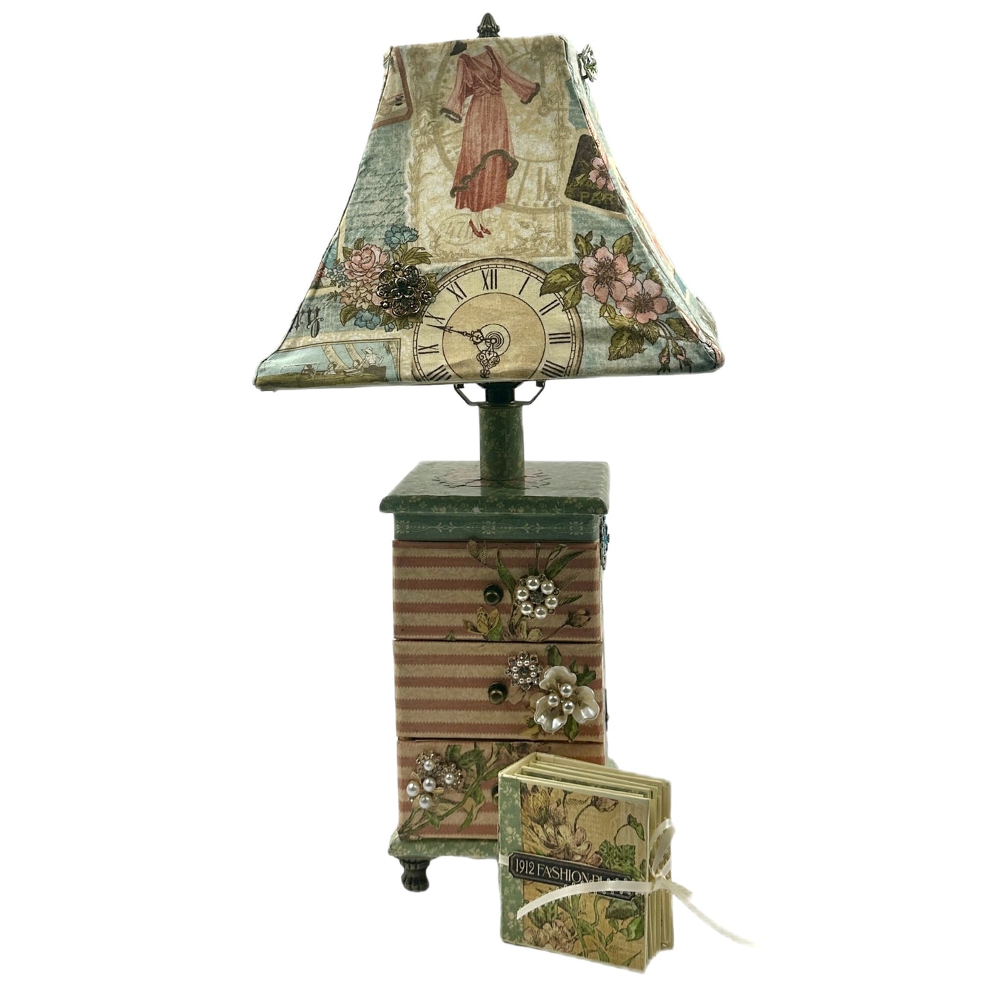 Handcrafted A Lady's Diary Lamp Altered Art Paper Creation image 6