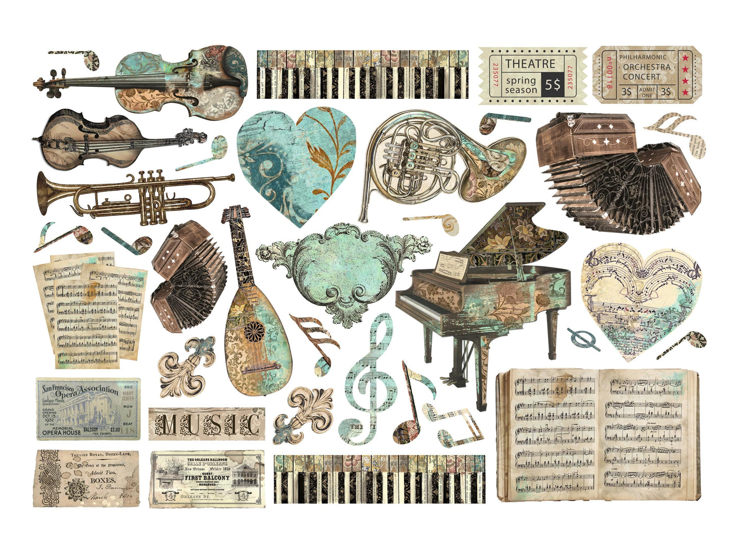 Stamperia Music Collection Ephemera Adhesive Cut Outs - SKU DFLCT56 image 1