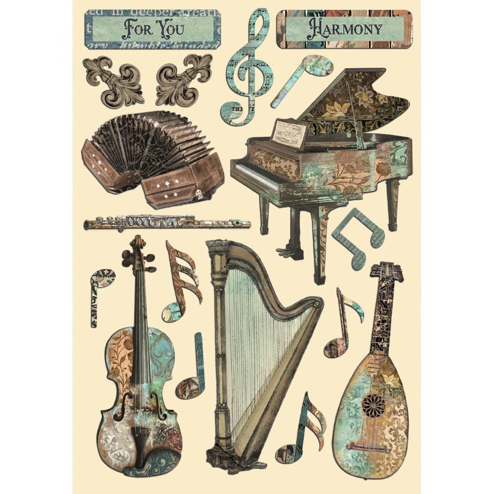 Stamperia Music Collection Colored Wooden Shapes - SKU KLSP175 image 1