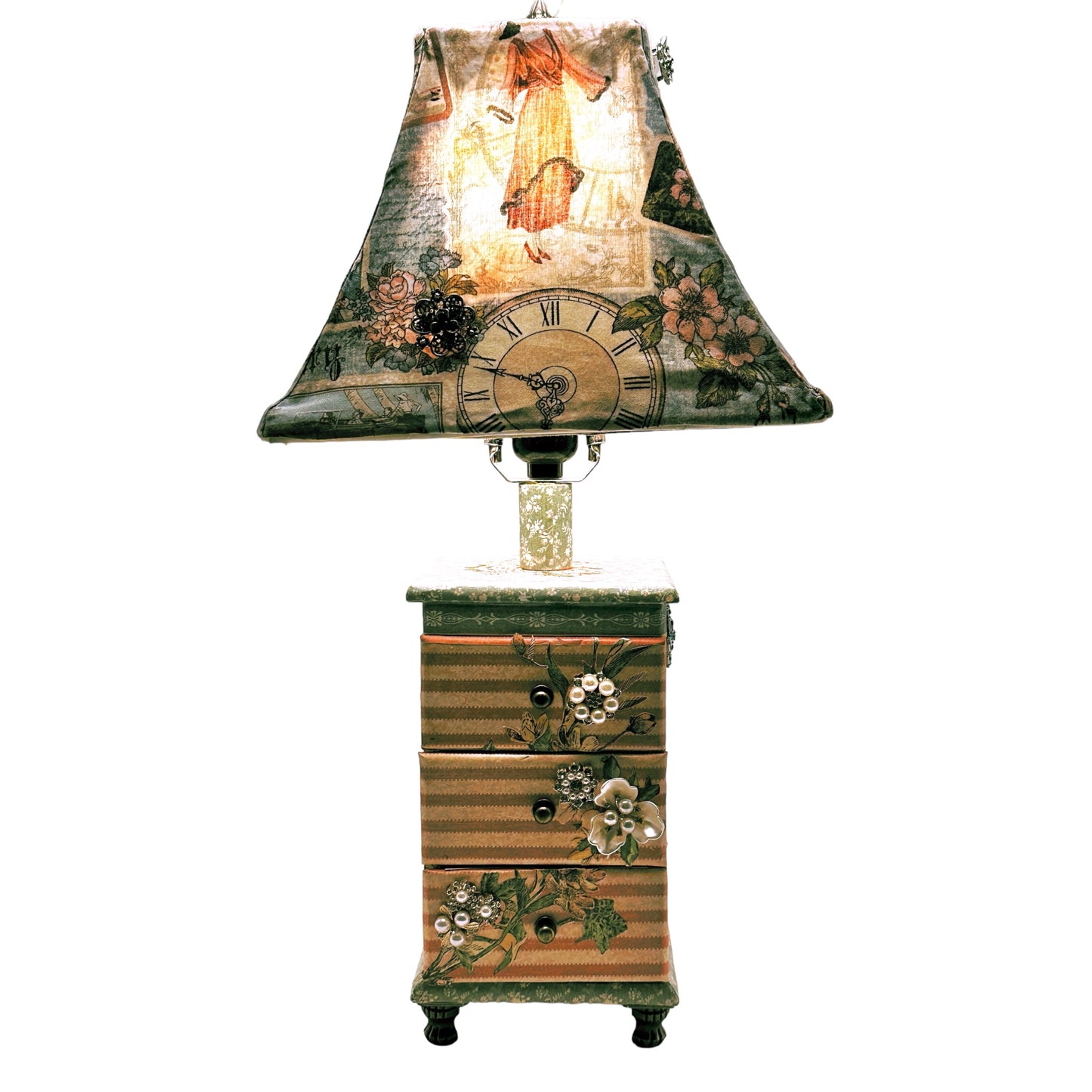 Handcrafted A Lady's Diary Lamp Altered Art Paper Creation image 0