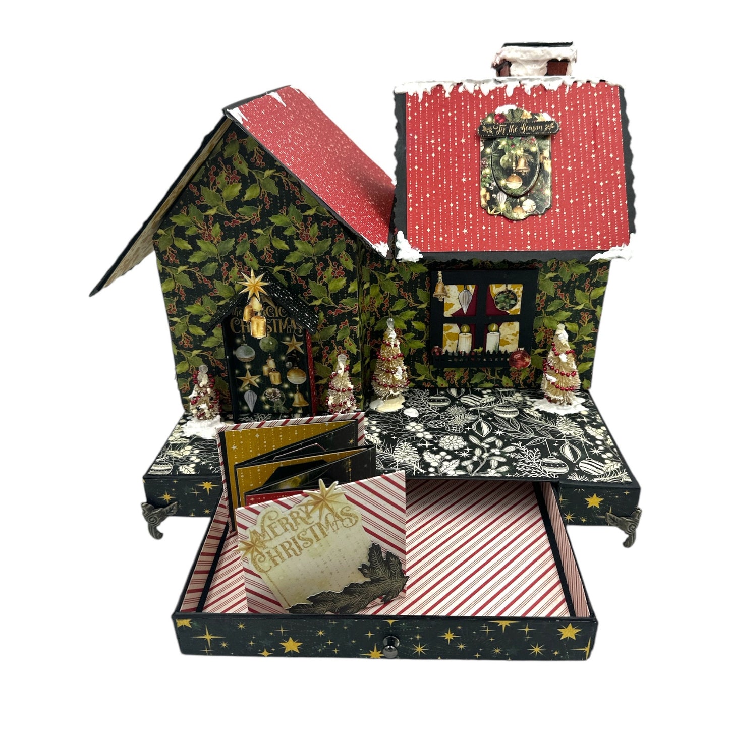 Handcrafted Merry & Bright Christmas House Paper Creation image 5