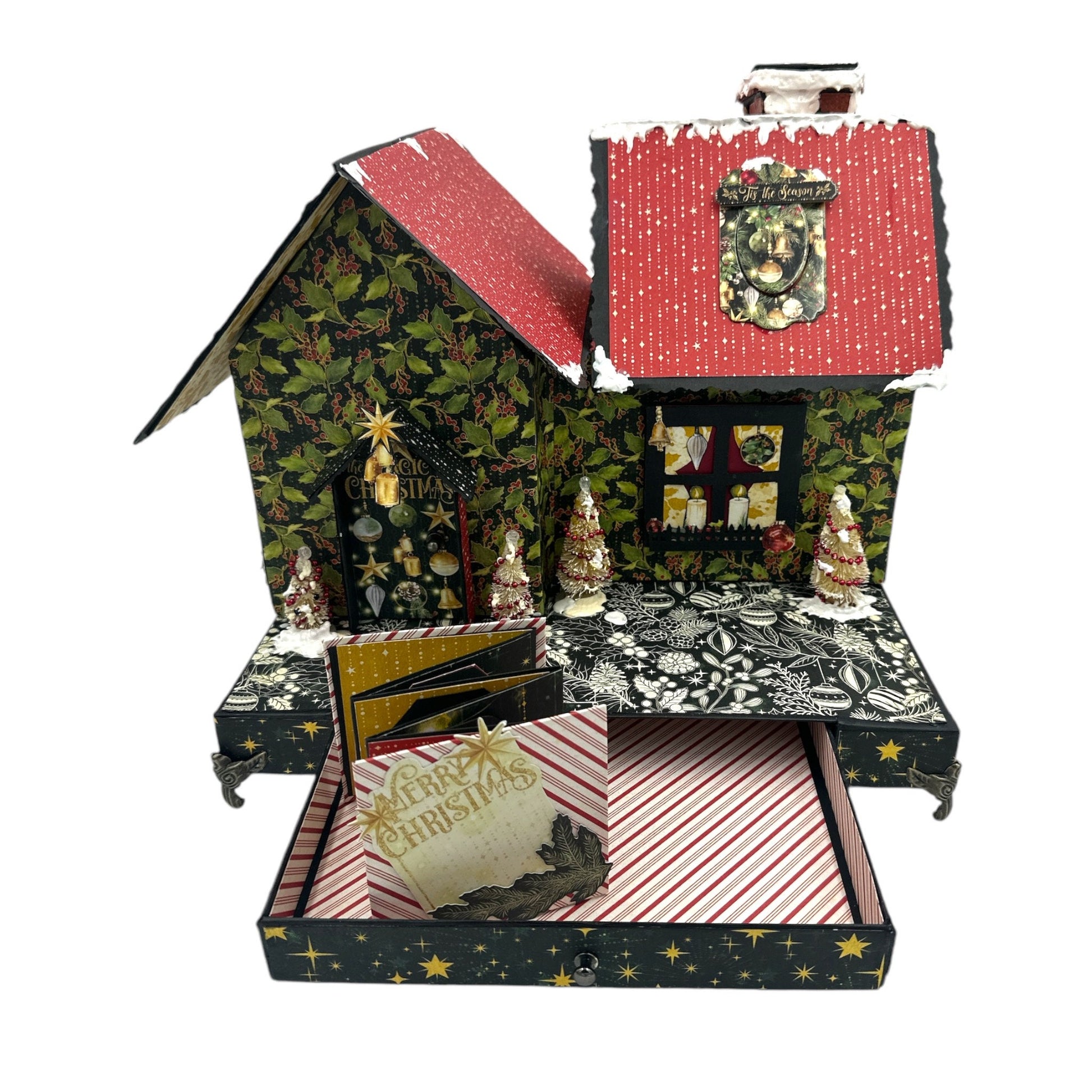 Handcrafted Merry & Bright Christmas House Paper Creation image 5