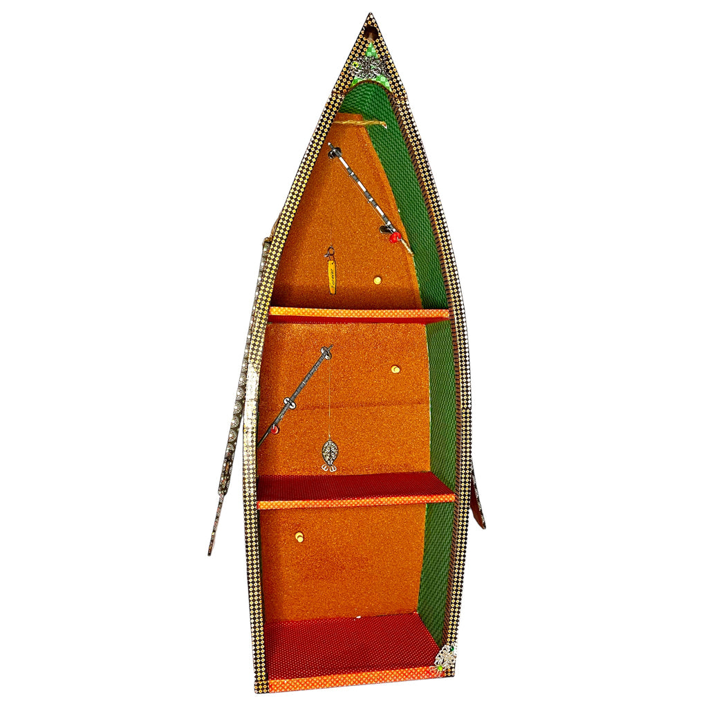 Handcrafted Good Ol Sport Wooden Rowboat Shelf Altered Paper Creation image 0