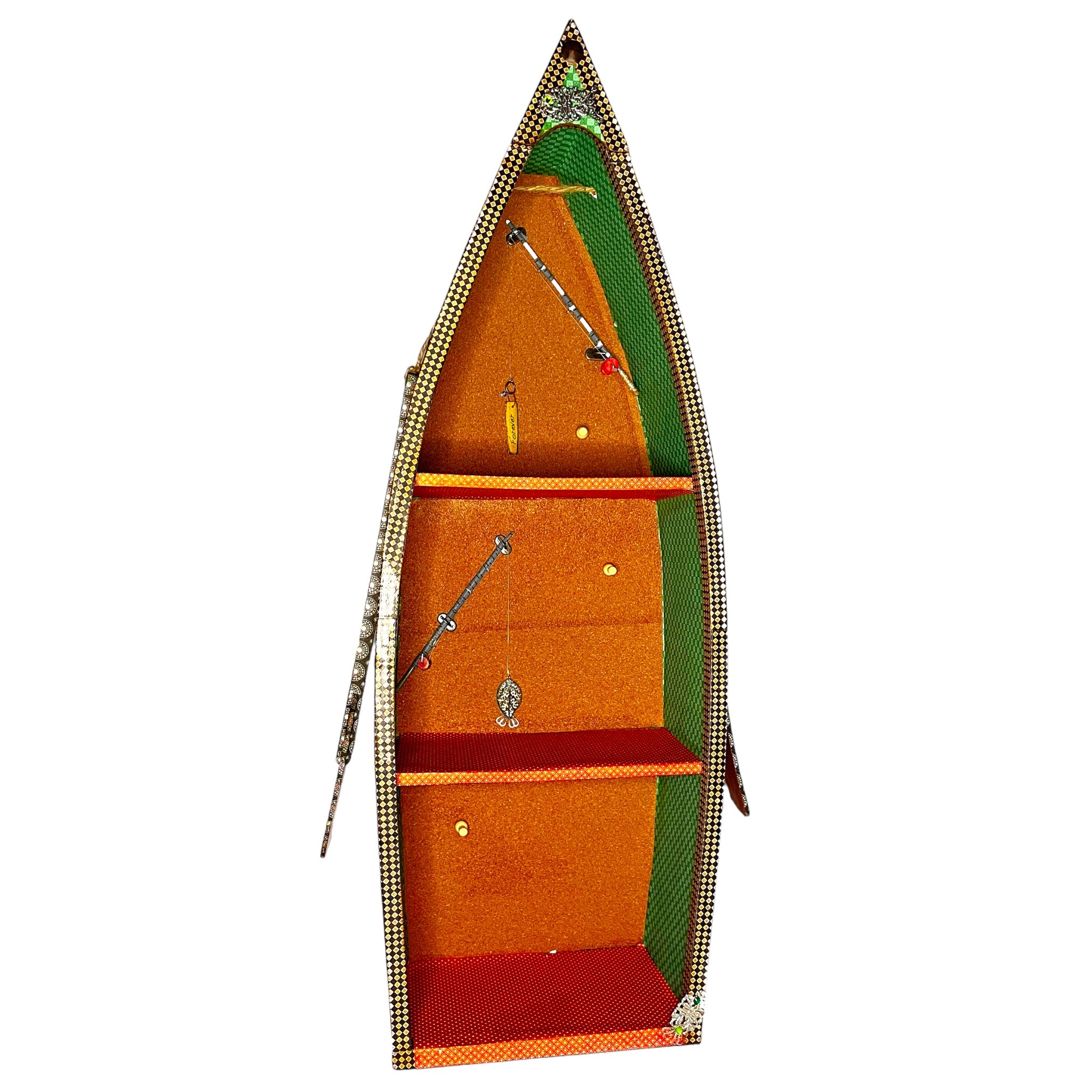 Handcrafted Good Ol Sport Wooden Rowboat Shelf Altered Paper Creation image 0