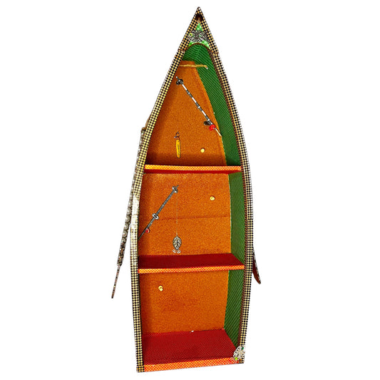 Handcrafted Good Ol Sport Wooden Rowboat Shelf Altered Paper Creation image 0