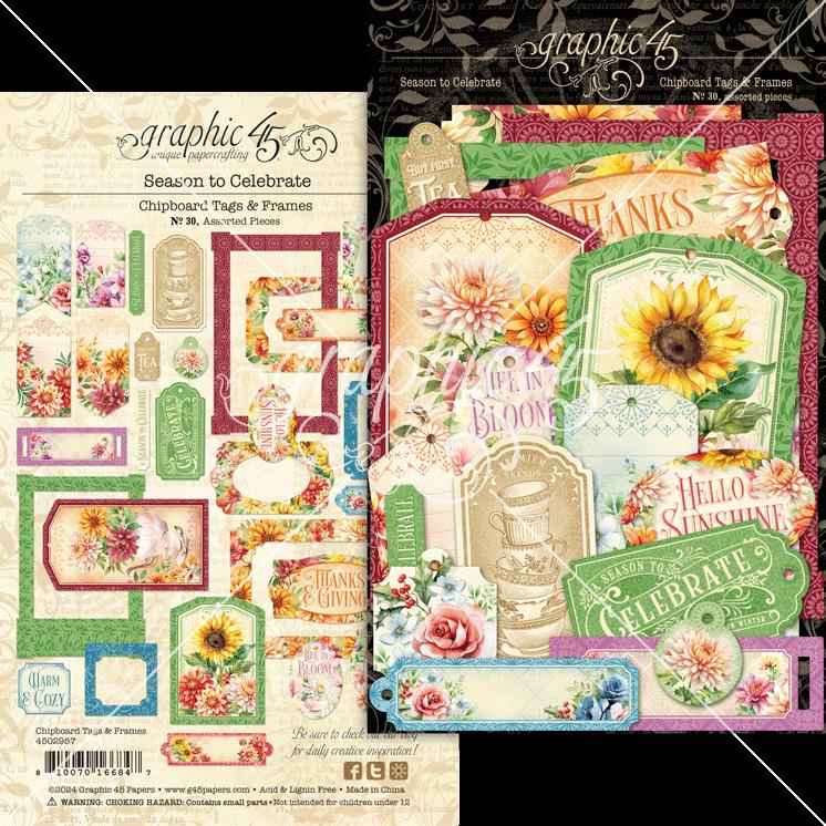 Graphic 45 Season to Celebrate Chipboard Tags and Frames – SKU 4502957