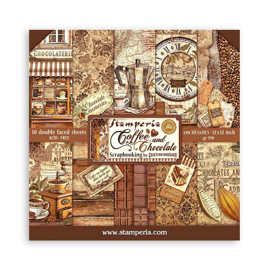 Stamperia Coffee and Chocolate Collection 12x12 Scrapbooking Pad - SKU SBBL144 image 0