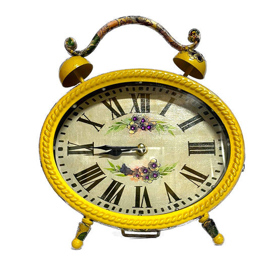 Handcrafted Floral Vintage Style Metal Clock Altered Art Paper Creation image 0