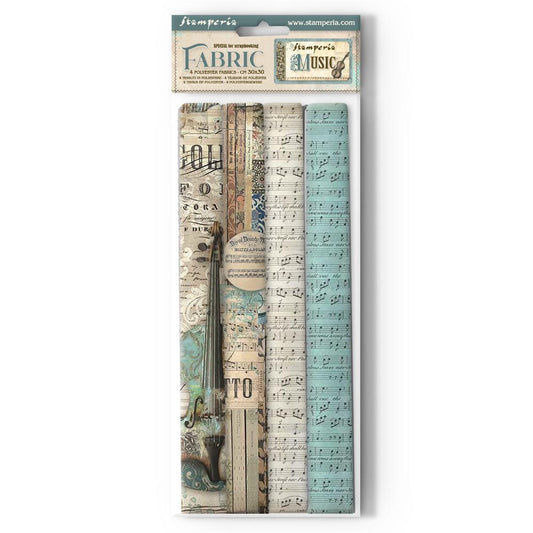Stamperia Music Collection 4 Pack Fabric Sheets - SKU SBPLT38 image 0