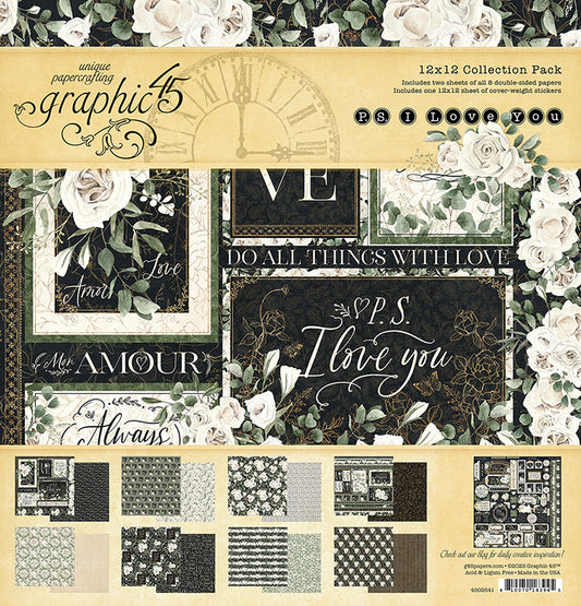 Graphic 45 P.S. I Love You 12×12 Collection Pack with Stickers - SKU 4502641 image 0