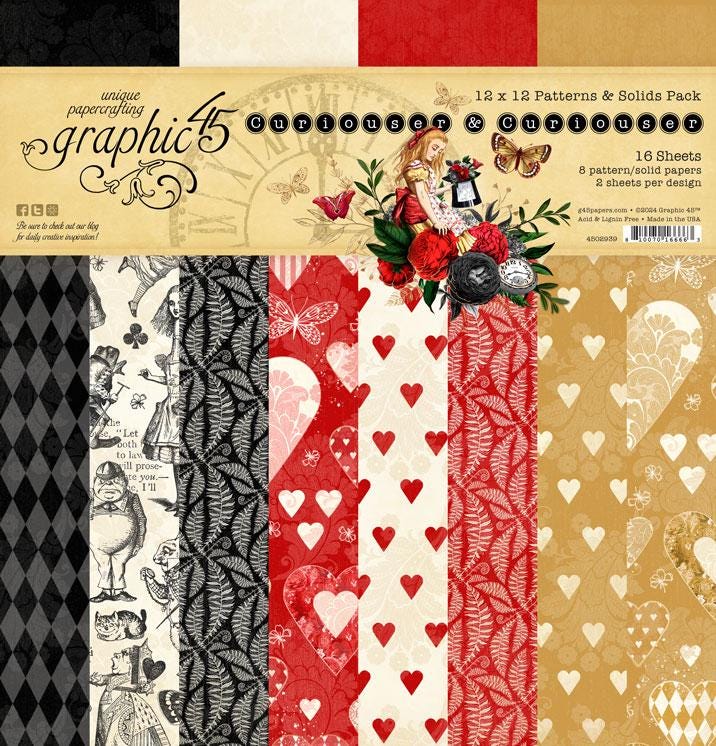 Graphic 45 Curiouser & Curiouser 2×12 Patterns and Solids Pack – SKU 4502939 image 0