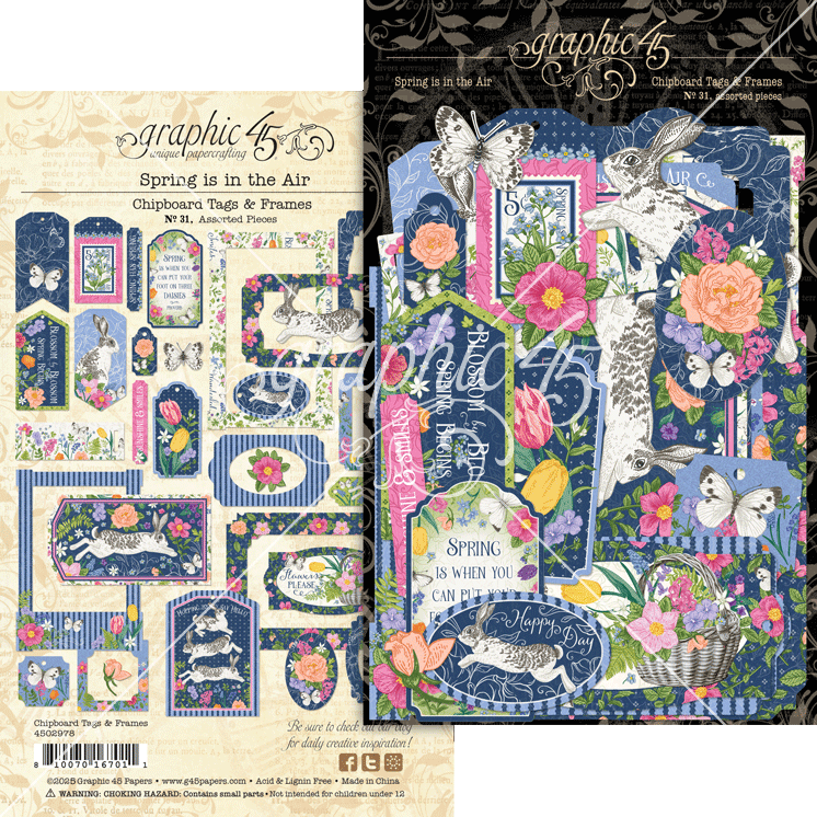 Graphic 45 Spring is in the Air Chipboard Pieces, Tags & Frames – SKU: 4502978