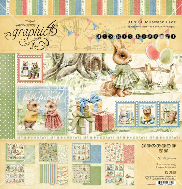 Graphic 45 Hip Hip Hooray 12×12 Collection Pack – SKU: 4502989