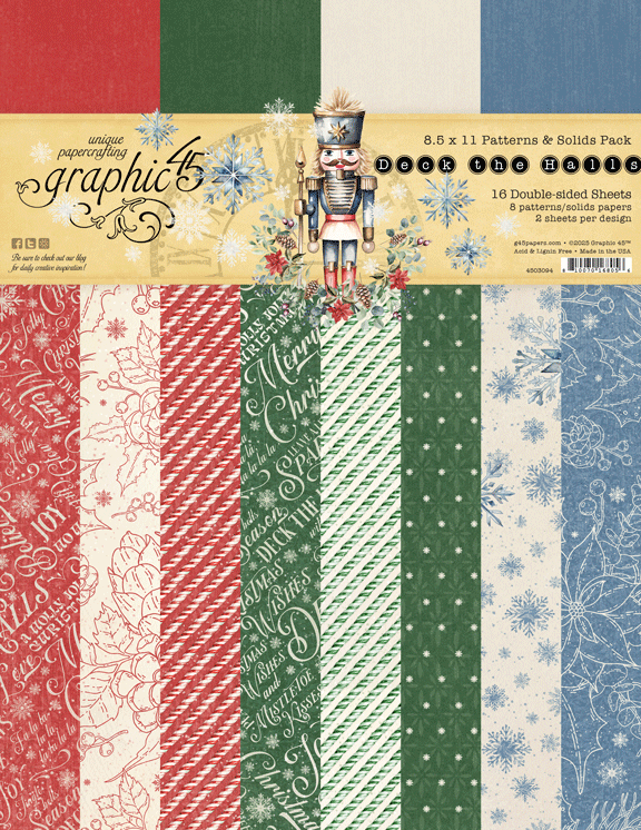 Graphic 45 Deck the Halls 8.5 x 11 Patterns & Solids Pack – SKU 4503094