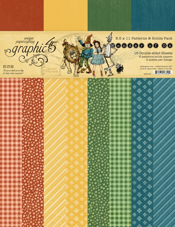Graphic 45 Wonder of Oz 8.5 x 11 Patterns & Solids Pack – SKU 4503122