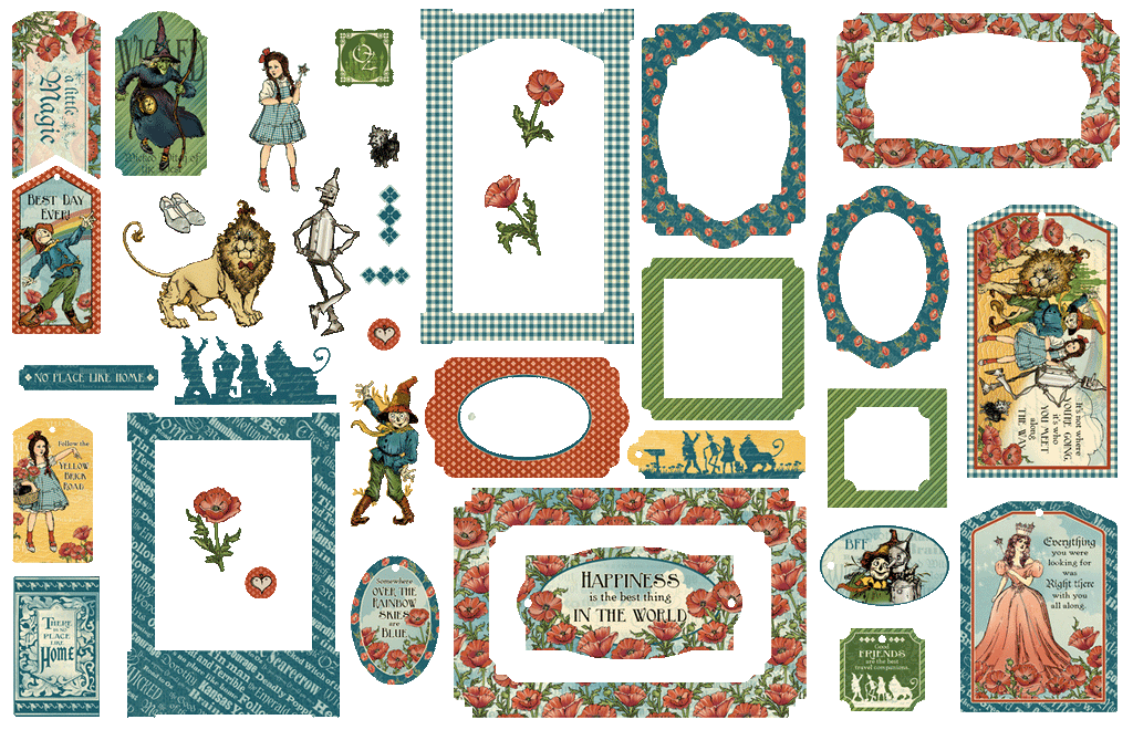 Graphic 45 Wonder of Oz Chipboard Pieces, Tags & Frames – SKU: 4503125