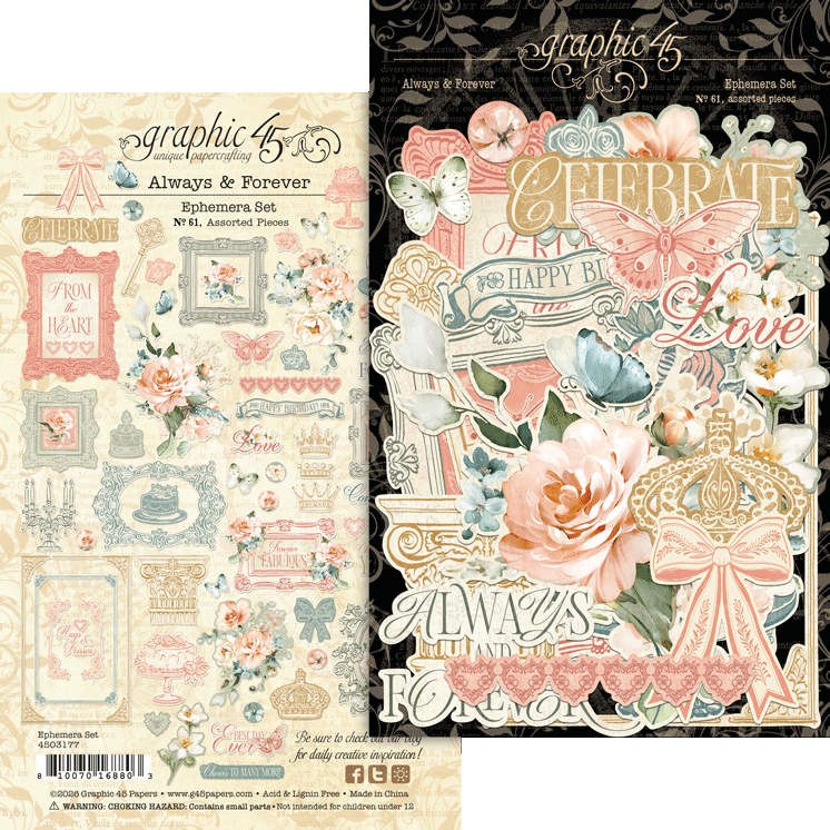 Graphic 45 Always & Forever Ephemera Set – SKU 4503177