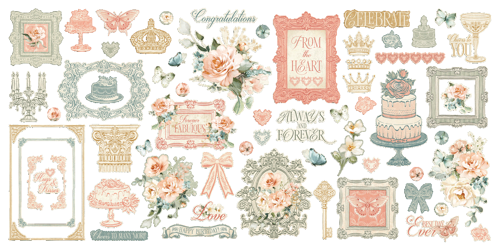 Graphic 45 Always & Forever Ephemera Set – SKU 4503177