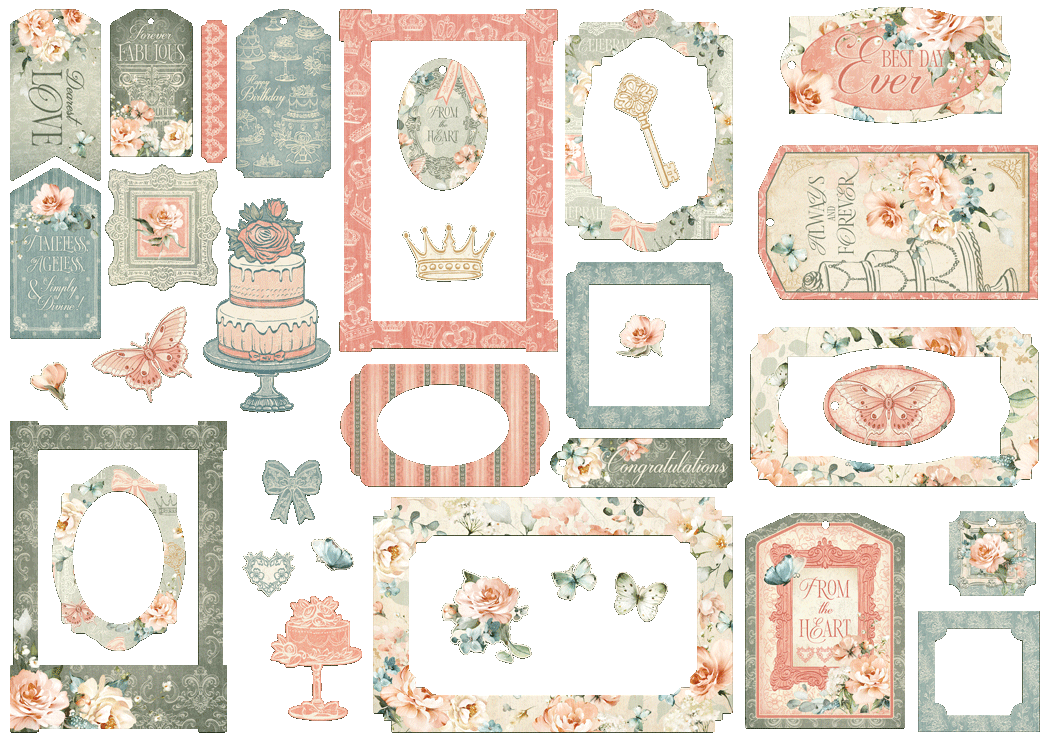 Graphic 45 Always & Forever Chipboard Pieces, Tags and Frames – SKU: 4503178